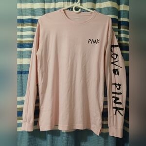 PINK Victoria's Secret Pale Pink Logo Long Sleeve Shirt
